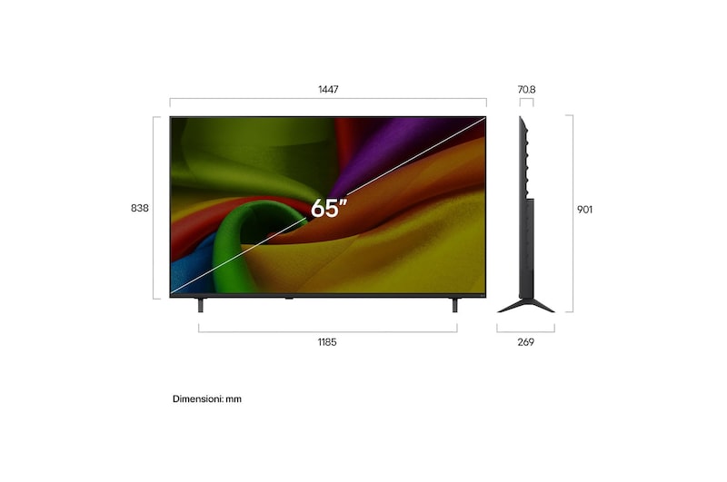 LG TV 65 pollici LG NANO 4K UHD AI NU85 4K Smart TV 2026, 65NU850B6LA